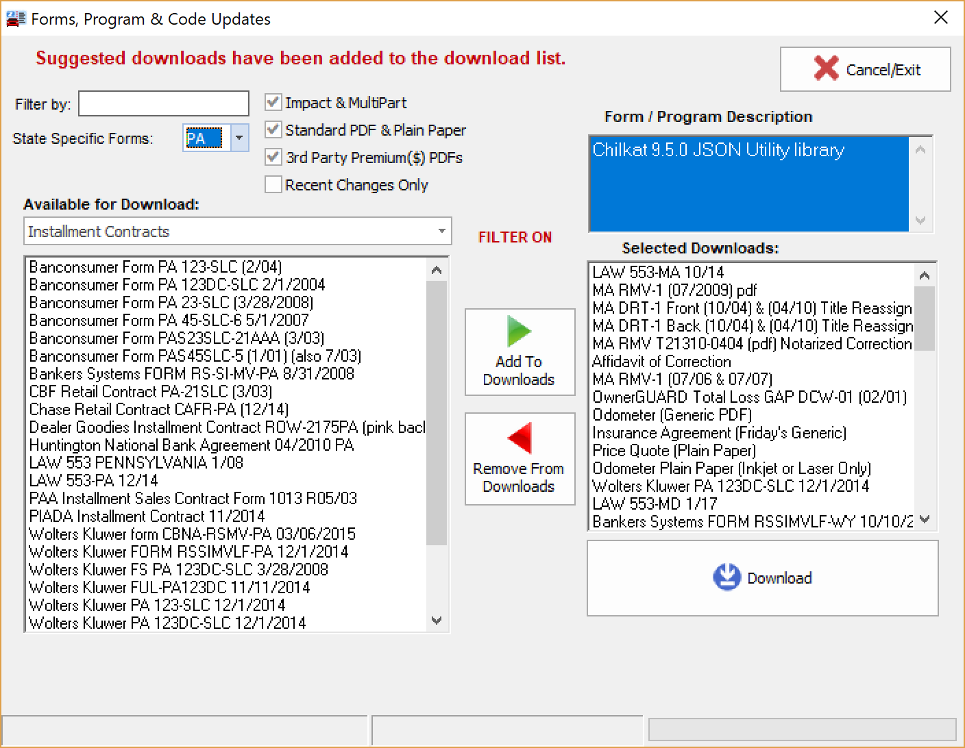 Downloading Forms and Updates